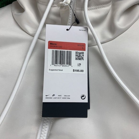 Nike Solo Swoosh Satin Anorak Jacket White Men’s size Large NEW DR0839-030 - Picture 5 of 10